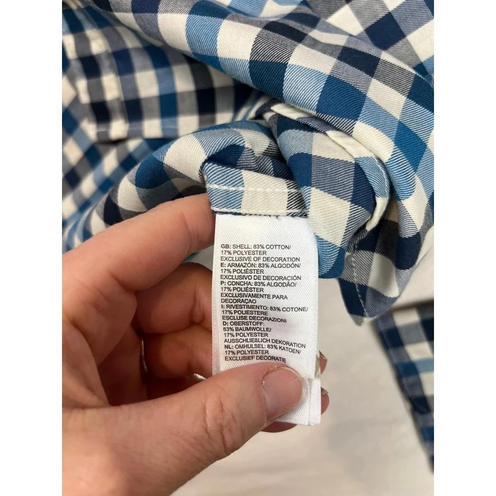 The North Face Mens Tekware Gingham Check Long Sleeve Button Down Shirt Blue XXL
